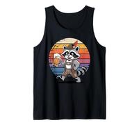 Retro Raccoon Beer Drinking Trash Panda Raccoons Tank Top