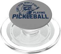 Retro Raccoon Pickleballer Cant-Stop-Wont-Stop Pickleball PopSockets PopGrip for MagSafe
