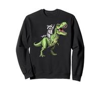 Retro Raccoon Riding Baby T-Rex Dinosaur Rock Music Sweatshirt