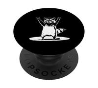 Retro Raccoon Rock Music Men Women PopSockets Adhesive PopGrip