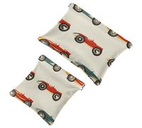 Retro Race Car Pattern Pocket Cosmetic Bag, Waterproof Squeeze Makeup Bag No Zipper Self-Closing, Portable Mini Travel Storage for Headphones Jewelry