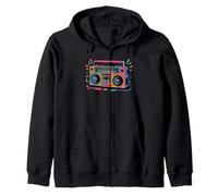 Retro Radio Dripping Paint Colorful Music Art Concert DJ Zip Hoodie