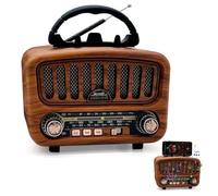 Retro Radio with Bluetooth, Portable AM/FM/SW Radio with Mobile Phone Holder, Nostalgia Small with 1800 mAh Battery, Supports USB/TF/TWS Function, Kitchen Radio for Office, Home, Travel (Brown)