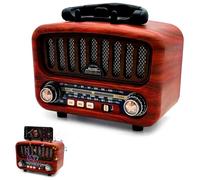 Retro Radio with Bluetooth, Portable AM/FM/SW Radio with Mobile Phone Holder, Nostalgia Small with 1800 mAh Battery, Supports USB/TF/TWS Function, Kitchen Radio for Office, Home, Travel (Red)