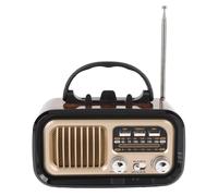 Retro Radio with Bluetooth Speaker, Portable Solar Powered AM FM Radio for Outdoor Camping Home, Support Memory Card USB Playback (Black)