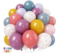 Retro Rainbow Balloons Pastel Bow Colorful Birthday Balloons Assorted Colors, 52 Pcs 12 In Pink Purple Blue Yellow Multicolor Kids' Party Balloon Bow Print Balloon bulk for Easter Bridal Baby Shower
