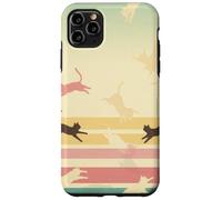 Retro Rainbow Cat Silhouettes Vintage Pastel Stripes Art Case for iPhone 11 Pro Max