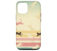 Retro Rainbow Cat Silhouettes Vintage Pastel Stripes Art Case for iPhone 12/12 Pro