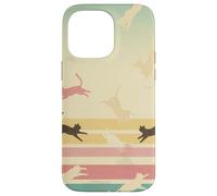 Retro Rainbow Cat Silhouettes Vintage Pastel Stripes Art Case for iPhone 14 Pro Max