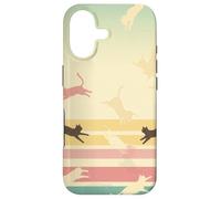 Retro Rainbow Cat Silhouettes Vintage Pastel Stripes Art Case for iPhone 17