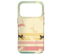 Retro Rainbow Cat Silhouettes Vintage Pastel Stripes Art Case for iPhone 17 Pro