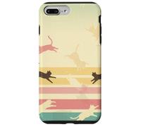 Retro Rainbow Cat Silhouettes Vintage Pastel Stripes Art Case for iPhone 7 Plus/8 Plus