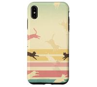 Retro Rainbow Cat Silhouettes Vintage Pastel Stripes Art Case for iPhone XS Max