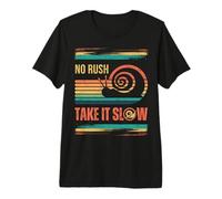 Retro Rainbow Colored Sunset - No Rush Take It Slow - Snail Premium T-Shirt