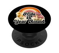 Retro Rainbow Pride is Year Round Daisies Lesbian Pride PopSockets Adhesive PopGrip