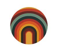 Retro Rainbow Stripes Vintage Yellow Orange Round Magnetic Fridge Magnets For Kitchen Durable With Enduring Magnetism