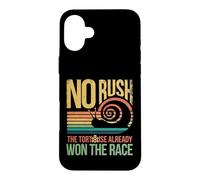 Retro Rainbow Sunset - No Rush Tortoise already won the race Case for iPhone 16 Plus