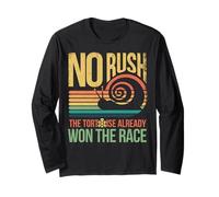 Retro Rainbow Sunset - No Rush Tortoise Already Won The Race Long Sleeve T-Shirt