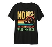Retro Rainbow Sunset - No Rush Tortoise Already Won The Race Premium T-Shirt