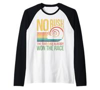 Retro Rainbow Sunset - No Rush Tortoise Already Won the Race Raglan Baseball Tee