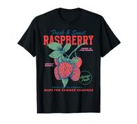 Retro Raspberry Fruit Market Summer Berry Farm Fresh Graphic T-Shirt