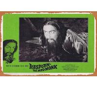 Retro RASPUTIN THE MAD MONK Original Lobby Card 8 Hammer Horror Christopher Lee Movies Poster Tin Sign 8x12 inches,Classic Film and Television Poster Vintage Metal Sign Art Wall Decor for Musical Home