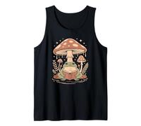 Retro Reading Frog Sitting Under a Big Mushroom in Nature Tank Top