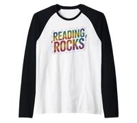 Retro Reading Rocks Teacher Literacy Squad Rockstar Teaching Raglan Baseball Tee