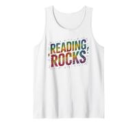 Retro Reading Rocks Teacher Literacy Squad Rockstar Teaching Tank Top