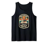 Retro Reading Solves Most of My Problems Funny Book Lover Tank Top
