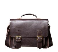 Retro Real Leather Messenger Bags Men And Women Shoulder Bag Natural Cowhide Crossbody Casual Handbag Luxury Cambridge(Dark Brown)
