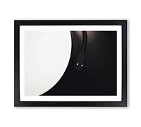 Retro Record Music Player Modern Framed Wall Art Print, Ready to Hang Picture for Living Room Bedroom Home Office Décor, Black A2 (64 x 46 cm)