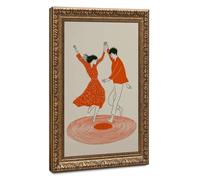 Retro Record Player Music-themed Bar Decorative Painting Featuring Dancing Couples Canvas Poster Bedroom Decor Landscape Office Room Decor Gift 12" L X 18" W