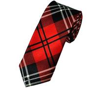 Retro Red and Black Traditional Scottish Tartan Skinny Necktie