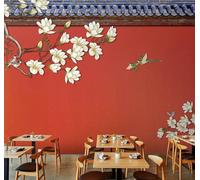 Retro Red Architecture Flowers Flying Birds 3D Wallpaper Luxury Home Dining Decor Paste Sofa Living Room The Wall for Bedroom Mural-350cm×256cm