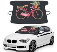 Retro Red Bicycle Print Automotive Windshield Frost Cover Protector For Winter Use, Ice Snow Protector Covers For Car