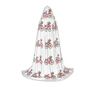 Retro Red Bicycle Print Hooded Wizard Robe Halloween Cloak Medieval Renaissance Cosplay Christmas Party Outfits