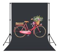 Retro Red Bicycle Print Photo Studio Background 5x7ft Soft Photo Backdrop Curtain For Studio Content Creator Equipment