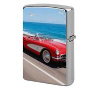 Retro Red Car Lighter Case Metal Double-Sided Lighter Cover Pocket Lighters Sleeve Windproof Lighters Accessories for Men Women