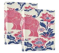 Retro Red Elephants Flowers 1.5 in Binders for School Three-Ringing with Clipboard Pack of 1/2 Aesthetic Binder 200 Sheets