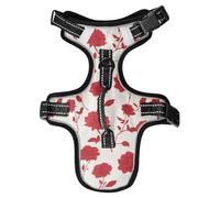 Retro Red Flowers Silhouette Reflective Dog Vest for Animal Dog Walking Stretchy Cat Harnesses chalecos para Perros