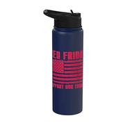 Retro RED Friday Support Our Troops Patriotic American Flag Stainless Steel Insulated Water Bottle