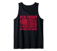 Retro RED Friday Support Our Troops Patriotic American Flag Tank Top