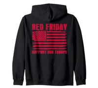 Retro RED Friday Support Our Troops Patriotic American Flag Zip Hoodie
