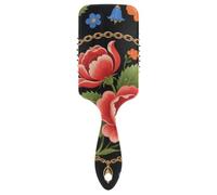 Retro Red Peony Flowers gentle brush for fine Designed head massager scalp for All Hair Types for Women, Men & Kids with Ergonomic handle