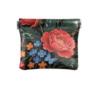 Retro Red Peony Flowers PU Leather Small Coin Fancy Mini Cosmetic Case for Men Women Travel