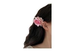 Retro Red Pink Rose Flower Classy Elegant Fashionable Hairpin Side Clip Hair Accessories(Pink)