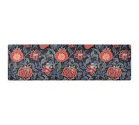 Retro Red Pomegranates and Red Flowers Pattern Long Trivets for Hot Pots and Pans, Counter Heat Protector Mat and Outdoor Table Runner Waterproof for Home 39.40“X 11.80”, Decor