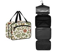 Retro Red Roses William Morris Hanging Cosmetic Bags for Women Travel with Hook for Traveling