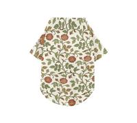 Retro Red Roses William Morris Summer Dog Shirt Button Up Soft, Lightweight, and Breathable Pet Summer T-Shirts Puppy Sweatshirt Perfect for Everyday Wear, and Photoshoots 5XL